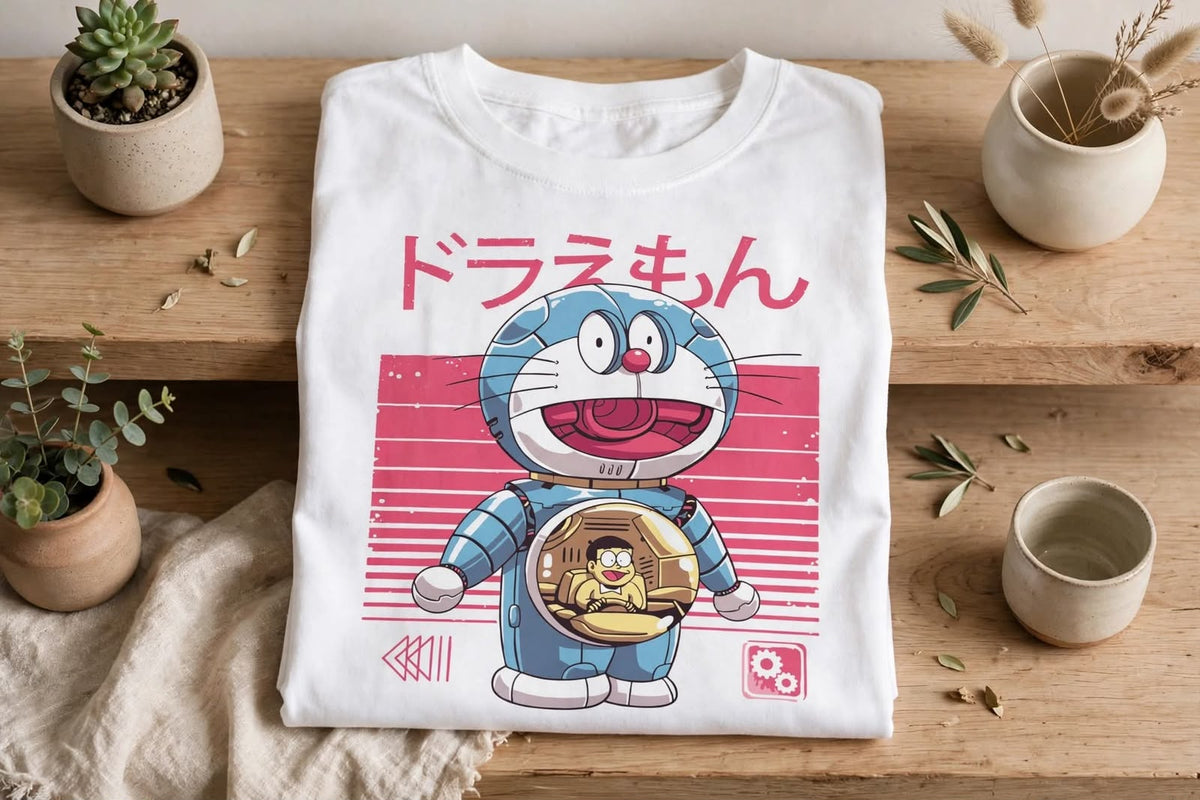 Playera Mecha Doremo 100% Algodón Cuello Redondo Manga Corta Premium Unisex Color Blanco