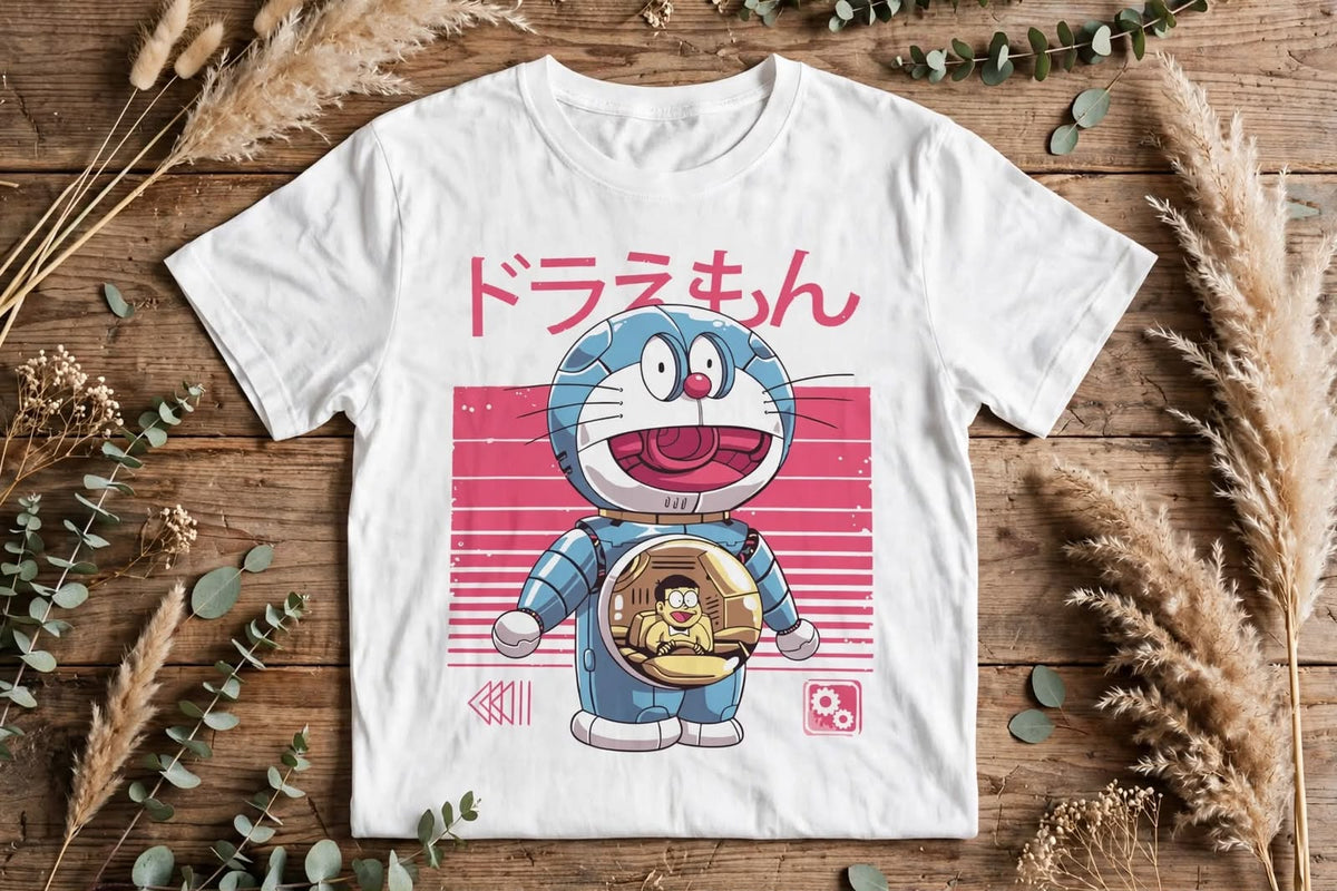 Playera Mecha Doremo 100% Algodón Cuello Redondo Manga Corta Premium Unisex Color Blanco