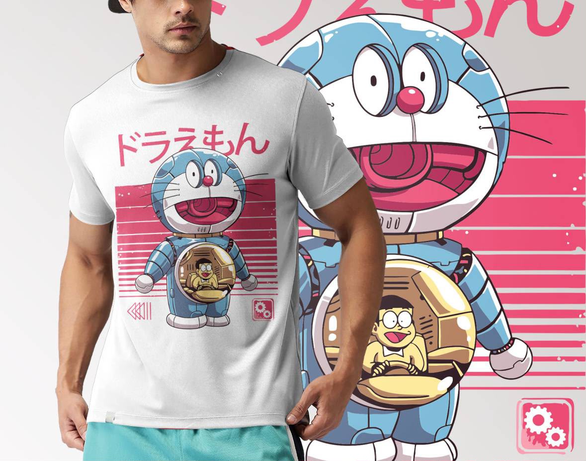 Playera Mecha Doremo 100% Algodón Cuello Redondo Manga Corta Premium Unisex Color Blanco