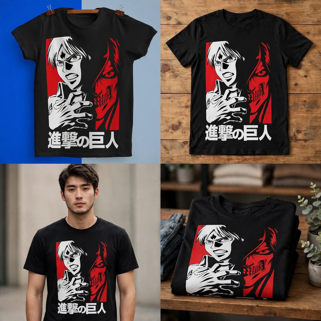 Playera Titan Eren Jaeger 100% Algodón Cuello Redondo Manga Corta Premium Unisex Color Negro