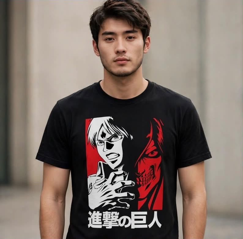 Playera Titan Eren Jaeger 100% Algodón Cuello Redondo Manga Corta Premium Unisex Color Negro