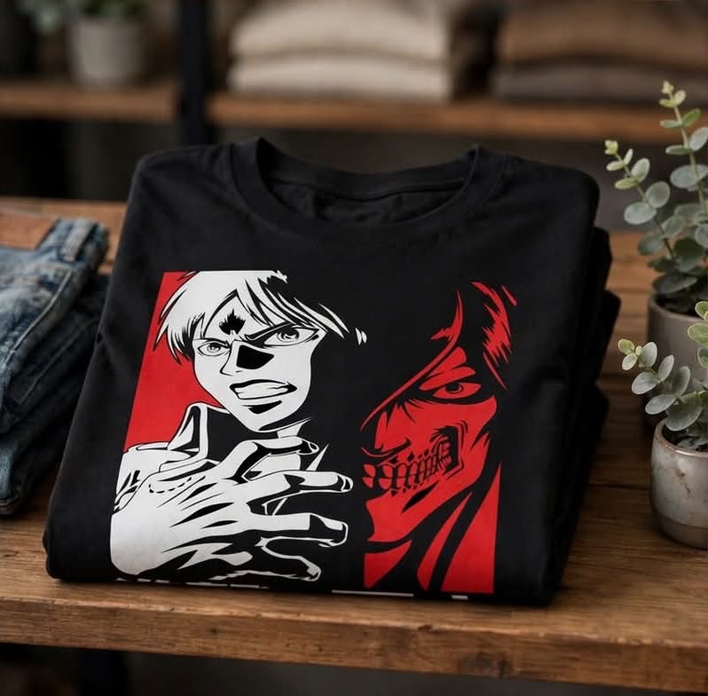 Playera Titan Eren Jaeger 100% Algodón Cuello Redondo Manga Corta Premium Unisex Color Negro