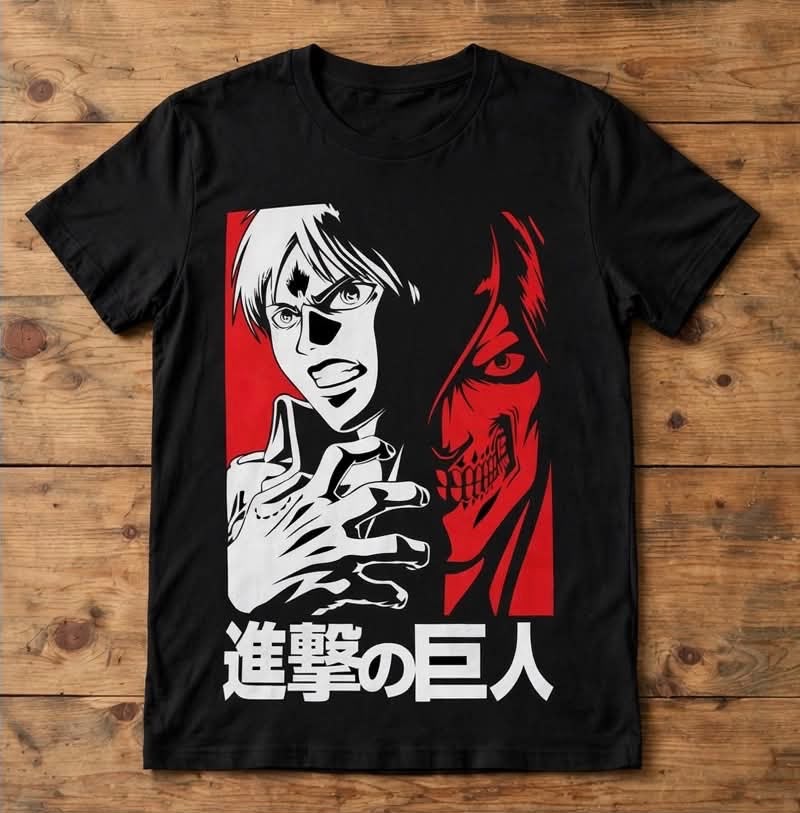 Playera Titan Eren Jaeger 100% Algodón Cuello Redondo Manga Corta Premium Unisex Color Negro