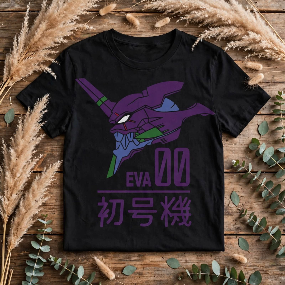 Playera Evangelion 100% Algodón Cuello Redondo Manga Corta Premium Unisex Color Negro