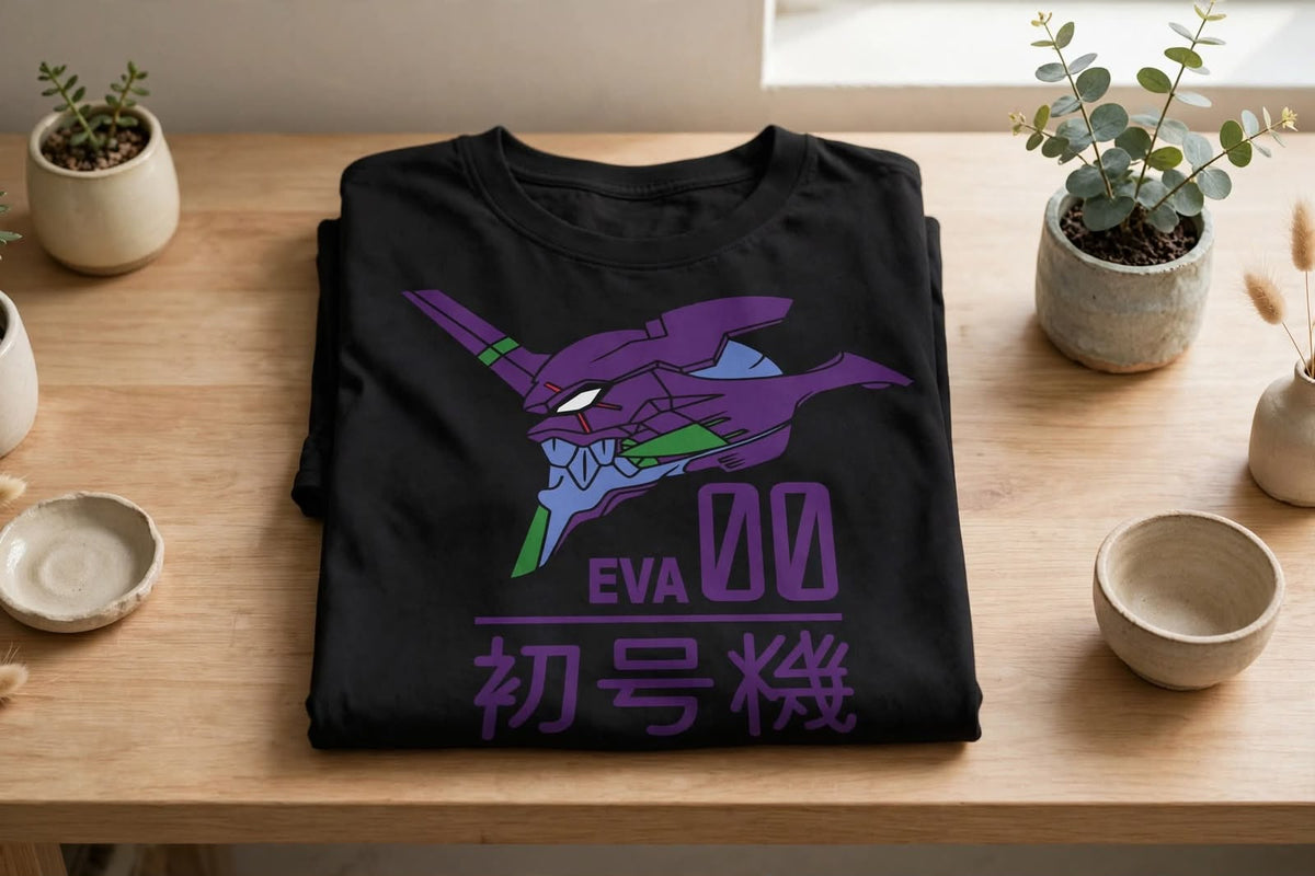 Playera Evangelion 100% Algodón Cuello Redondo Manga Corta Premium Unisex Color Negro