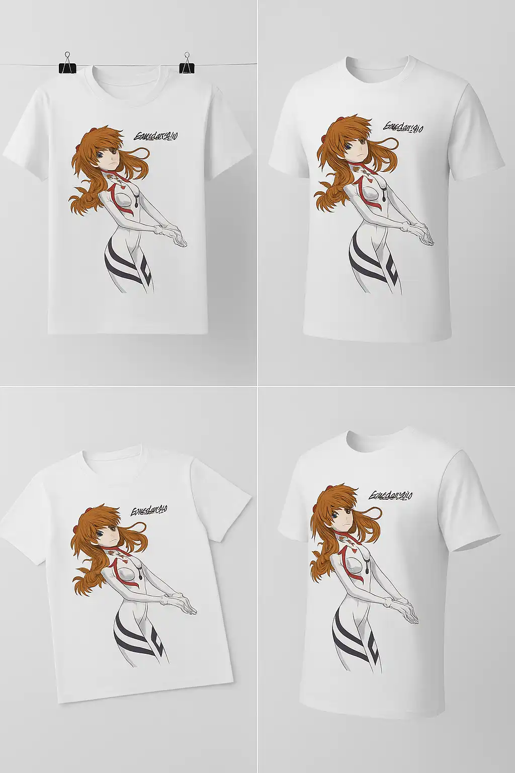 Playera Evangelion 100% Algodón Cuello Redondo Manga Corta Premium Unisex Color Blanco