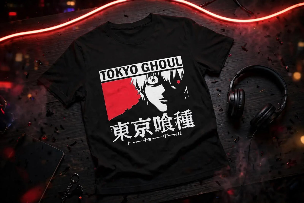 Playera Ken Kaneki Tokio Ghoul 100% Algodón Cuello Redondo Manga Corta Premium Unisex Color Negro