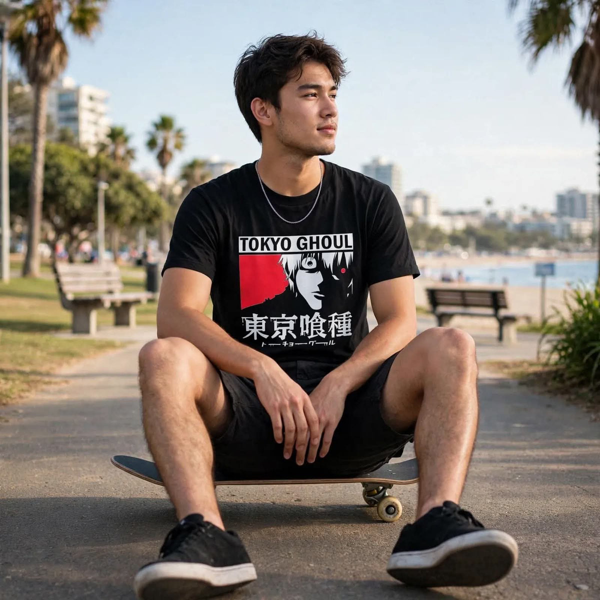 Playera Ken Kaneki Tokio Ghoul 100% Algodón Cuello Redondo Manga Corta Premium Unisex Color Negro