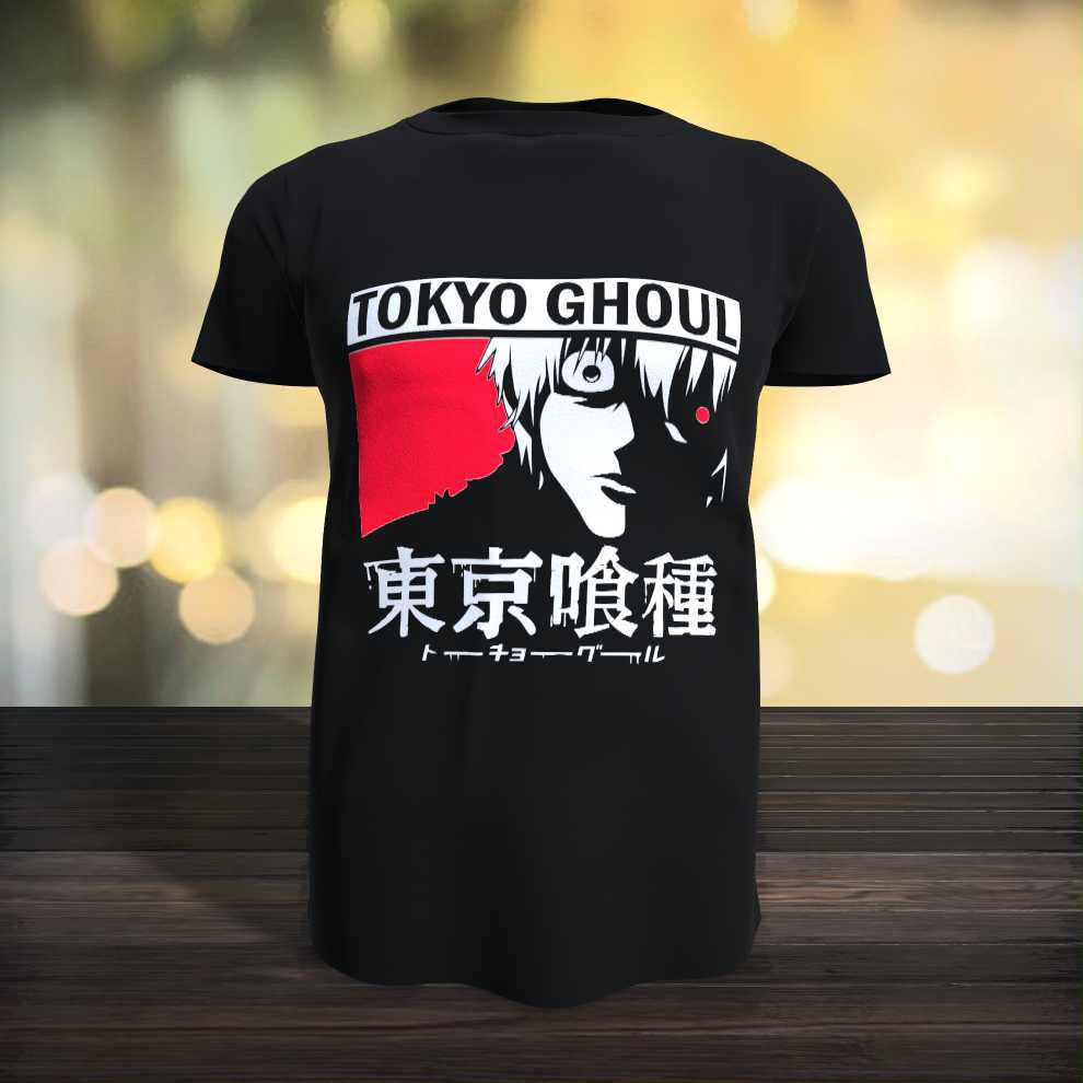 Playera Ken Kaneki Tokio Ghoul 100% Algodón Cuello Redondo Manga Corta Premium Unisex Color Negro