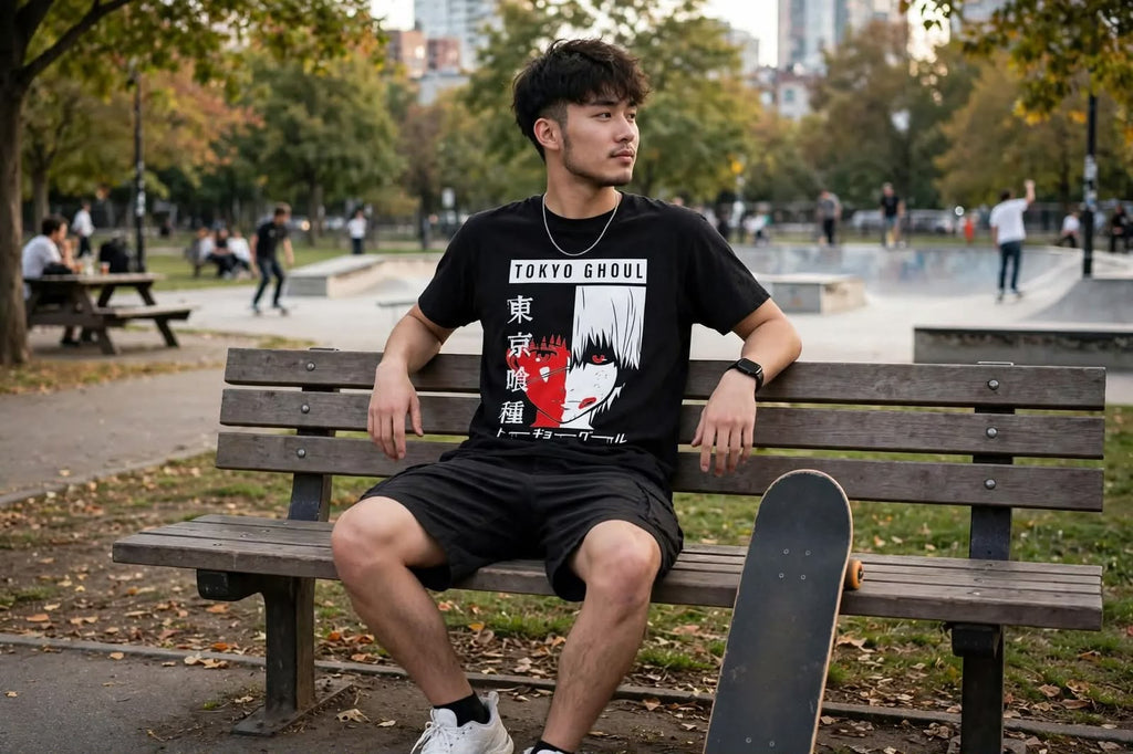 Playera Ken Kaneki Tokio Ghoul 100% Algodón Cuello Redondo Manga Corta Premium Unisex Color Negro