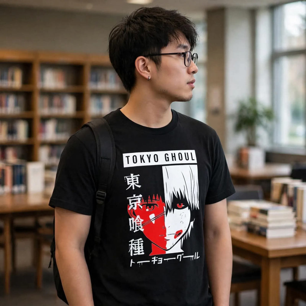 Playera Ken Kaneki Tokio Ghoul 100% Algodón Cuello Redondo Manga Corta Premium Unisex Color Negro