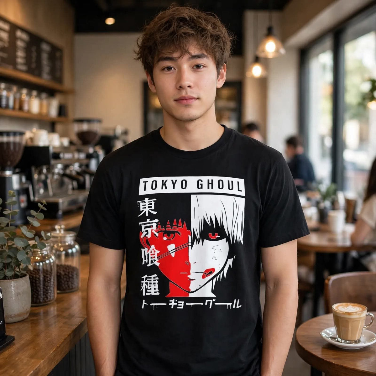 Playera Ken Kaneki Tokio Ghoul 100% Algodón Cuello Redondo Manga Corta Premium Unisex Color Negro