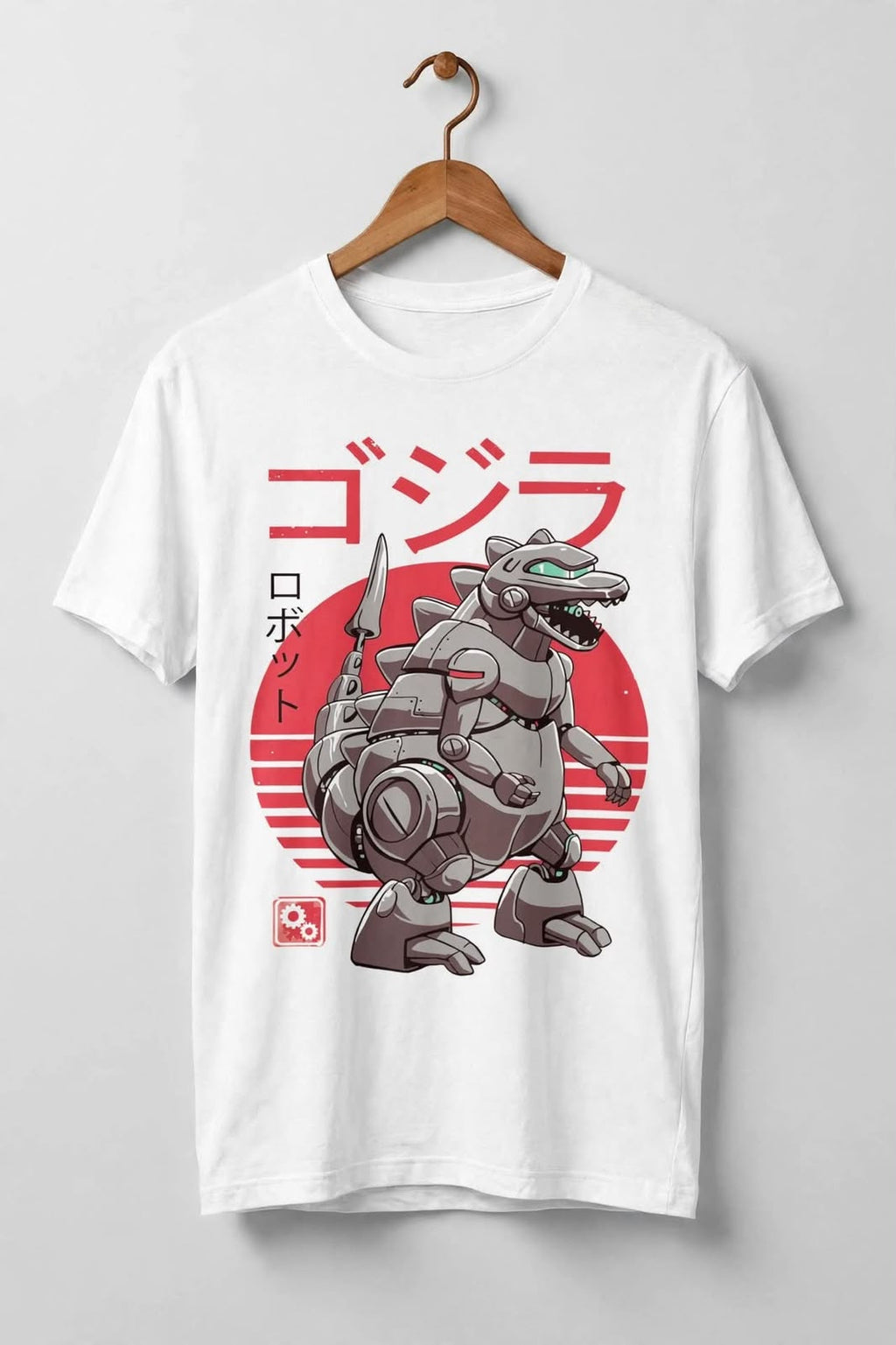 Playera Mecha Godzilla 100% Algodón Cuello Redondo Manga Corta Premium Unisex Color Blanco