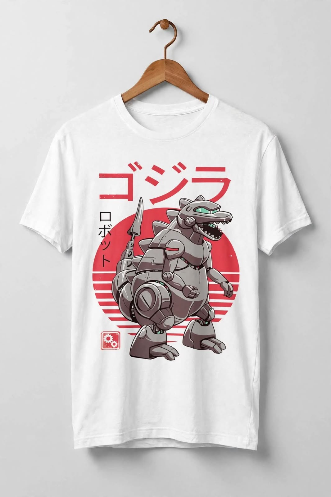 Playera Mecha Godzilla 100% Algodón Cuello Redondo Manga Corta Premium Unisex Color Blanco