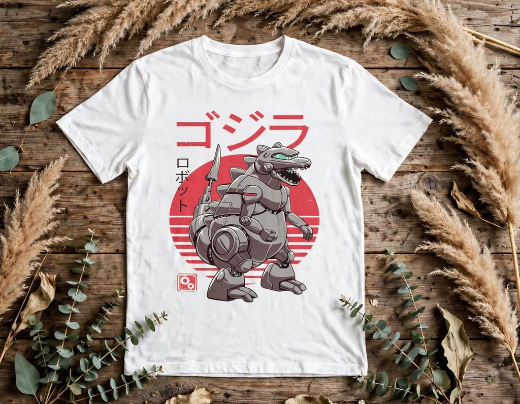 Playera Mecha Godzilla 100% Algodón Cuello Redondo Manga Corta Premium Unisex Color Blanco