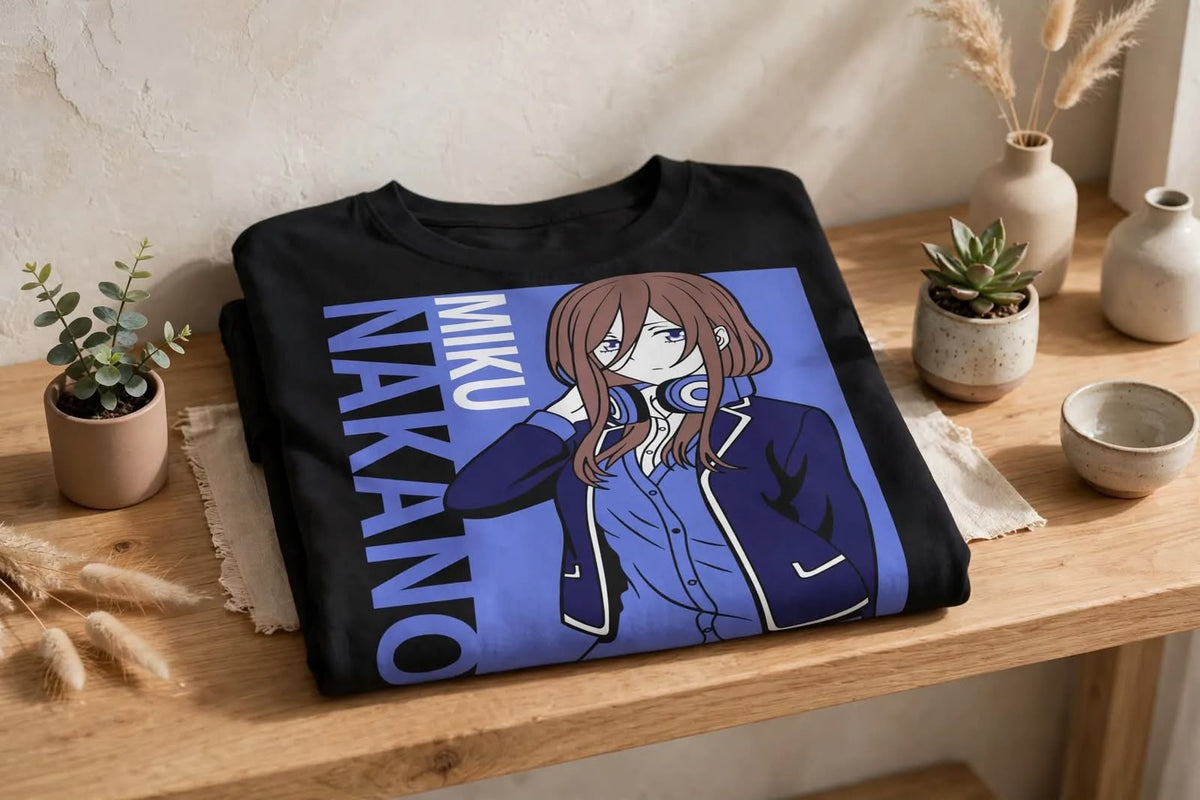 Playera Miku Nakano 100% Algodón Cuello Redondo Manga Corta Premium Unisex Color Negro