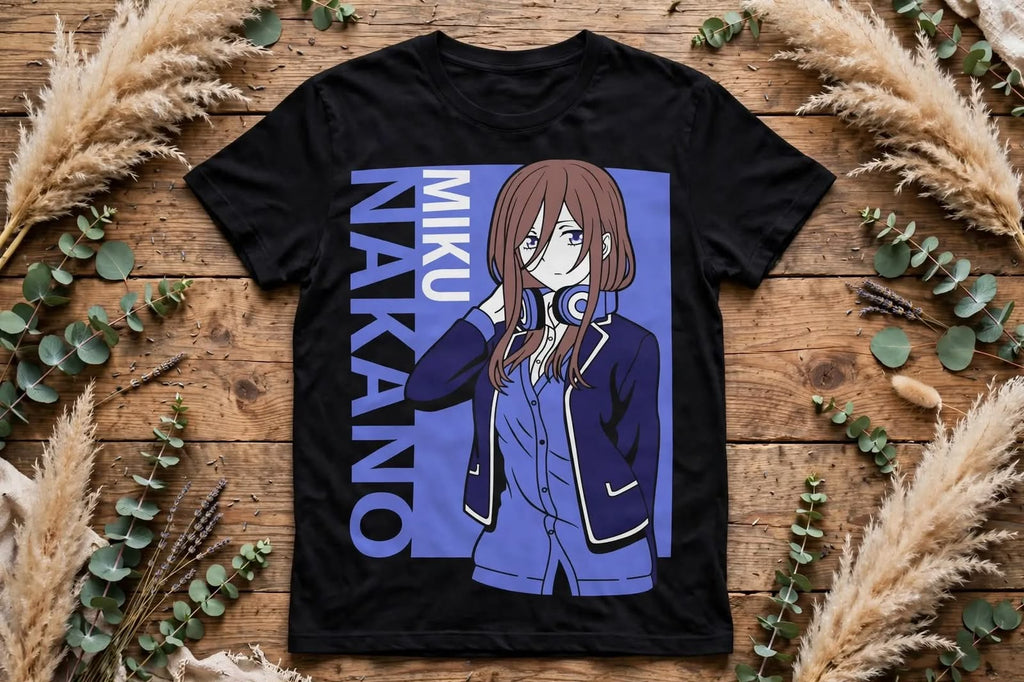 Playera Miku Nakano 100% Algodón Cuello Redondo Manga Corta Premium Unisex Color Negro