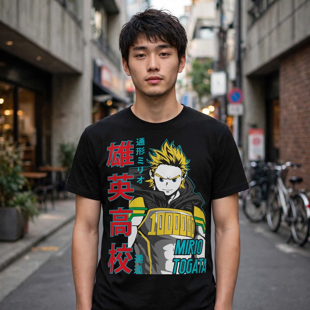 Playera Mirio Togata 100% Algodón Cuello Redondo Manga Corta Premium Unisex Color Negro