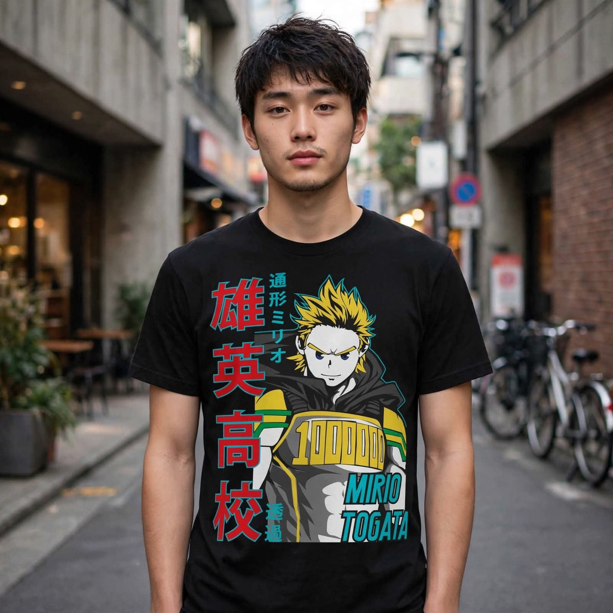 Playera Mirio Togata 100% Algodón Cuello Redondo Manga Corta Premium Unisex Color Negro
