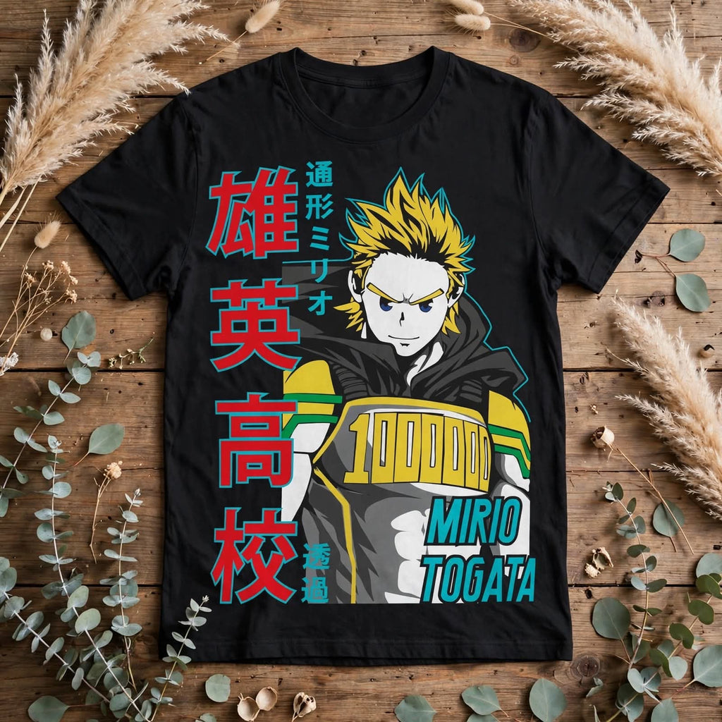 Playera Mirio Togata 100% Algodón Cuello Redondo Manga Corta Premium Unisex Color Negro