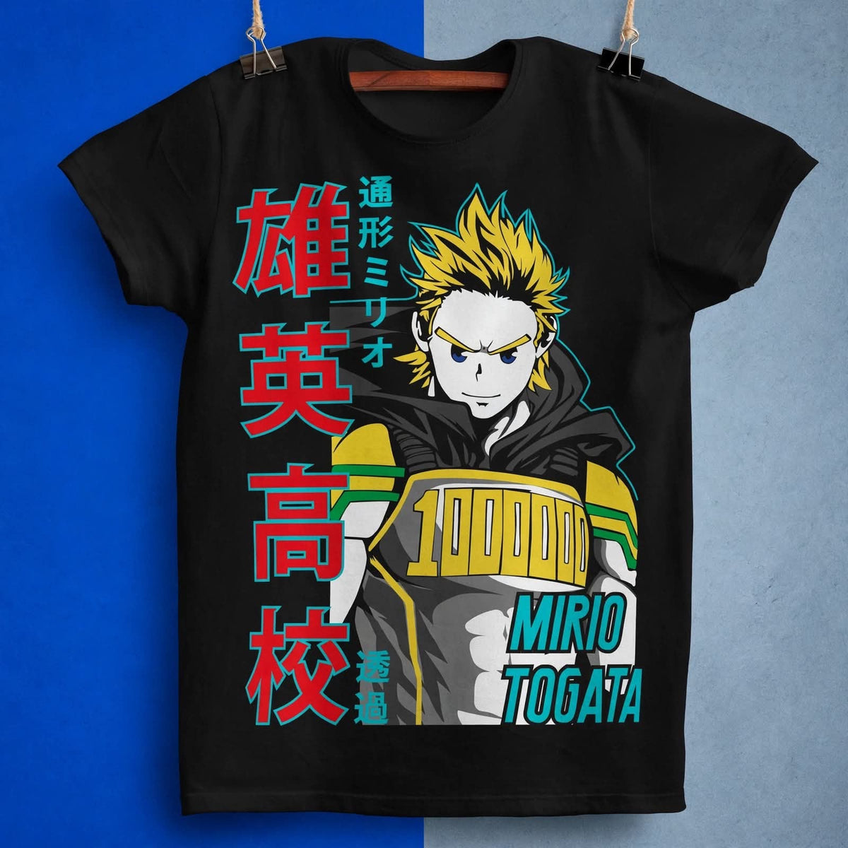 Playera Mirio Togata 100% Algodón Cuello Redondo Manga Corta Premium Unisex Color Negro