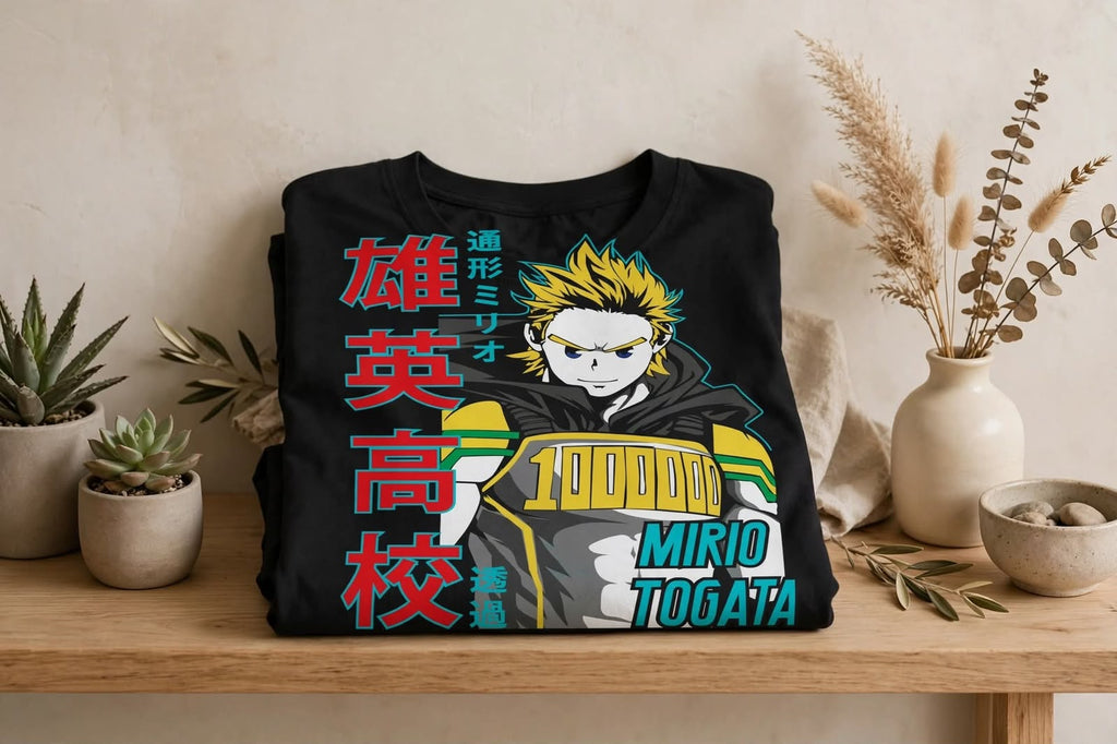 Playera Mirio Togata 100% Algodón Cuello Redondo Manga Corta Premium Unisex Color Negro
