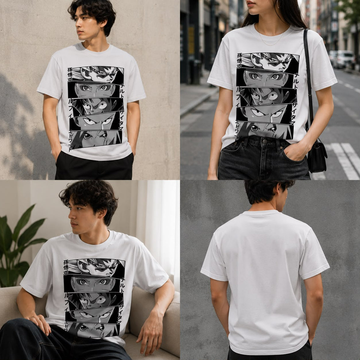 Playera Anime Ojos 100% Algodón Cuello Redondo Manga Corta Premium Unisex Color Blanco