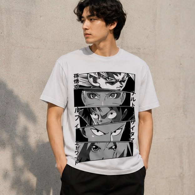 Playera Anime Ojos 100% Algodón Cuello Redondo Manga Corta Premium Unisex Color Blanco