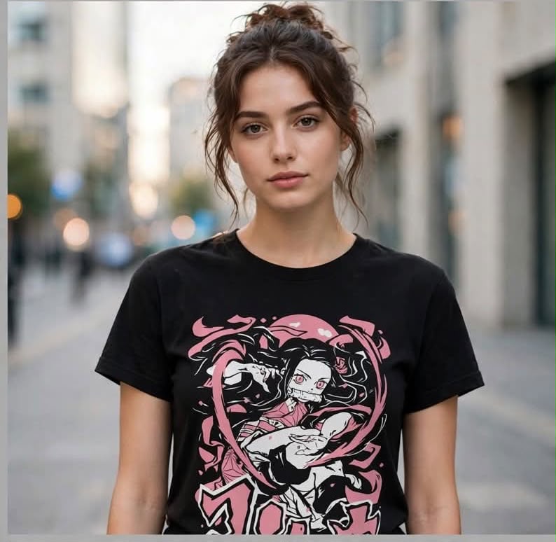Playera Nezuko Kamado Kimetsu no Yaiba 100% Algodón Cuello Redondo Manga Corta Premium Unisex Color Negro