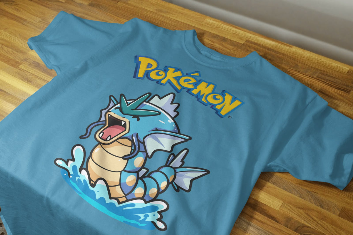 Playera Gyarados Pokémon 100% Algodón Cuello Redondo Manga Corta Premium Unisex Color Azul