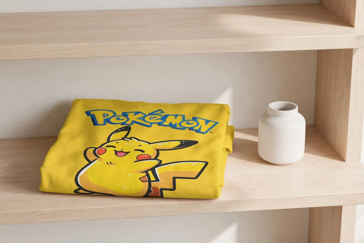 Playera Pikachu Pokémon 100% Algodón Cuello Redondo Manga Corta Premium Unisex Color Amarillo