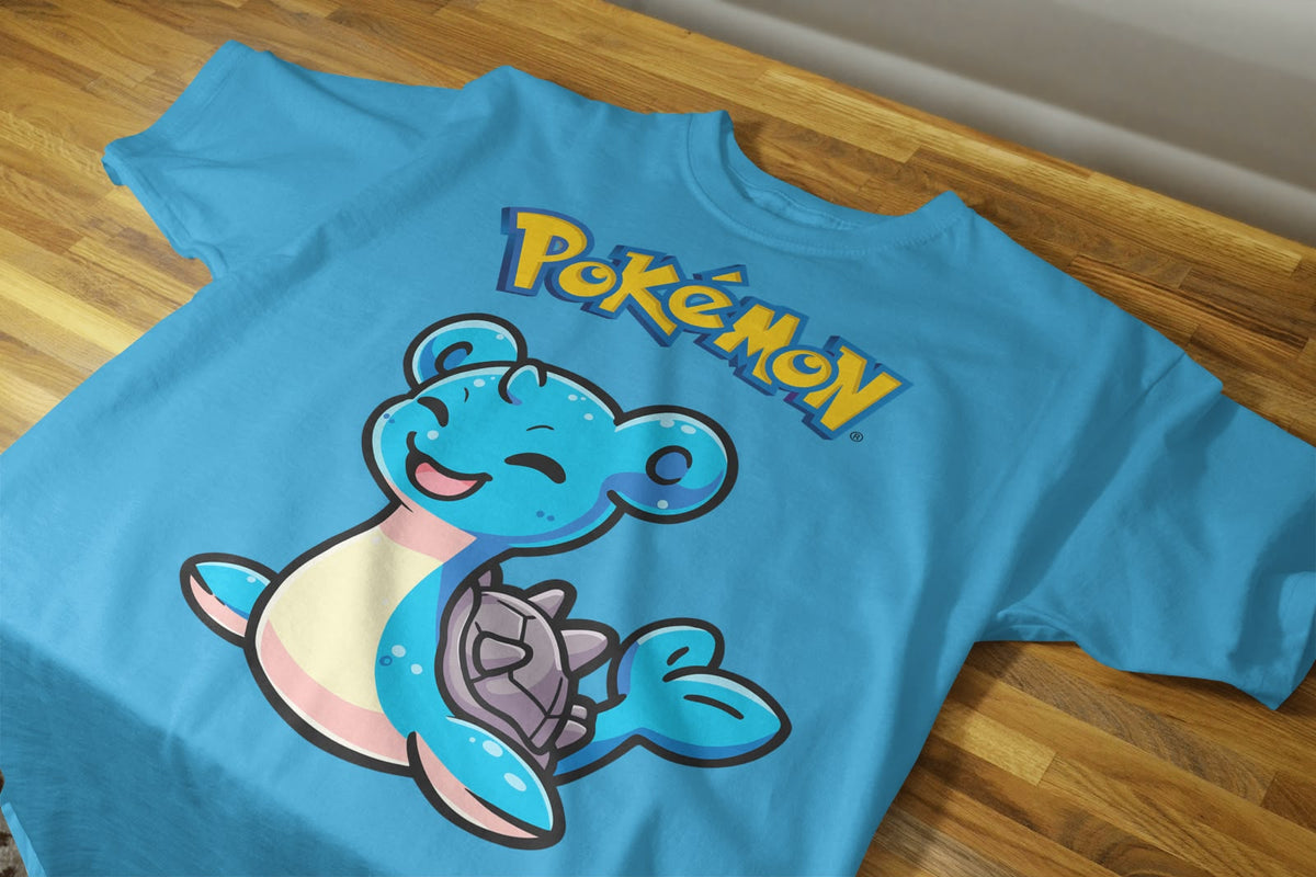 Playera Pokémon 100% Algodón Cuello Redondo Manga Corta Premium Unisex Color Celeste