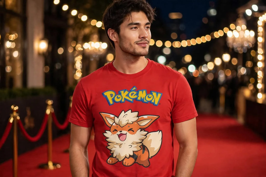 Playera Arcanine Pokémon 100% Algodón Cuello Redondo Manga Corta Premium Unisex Color Rojo
