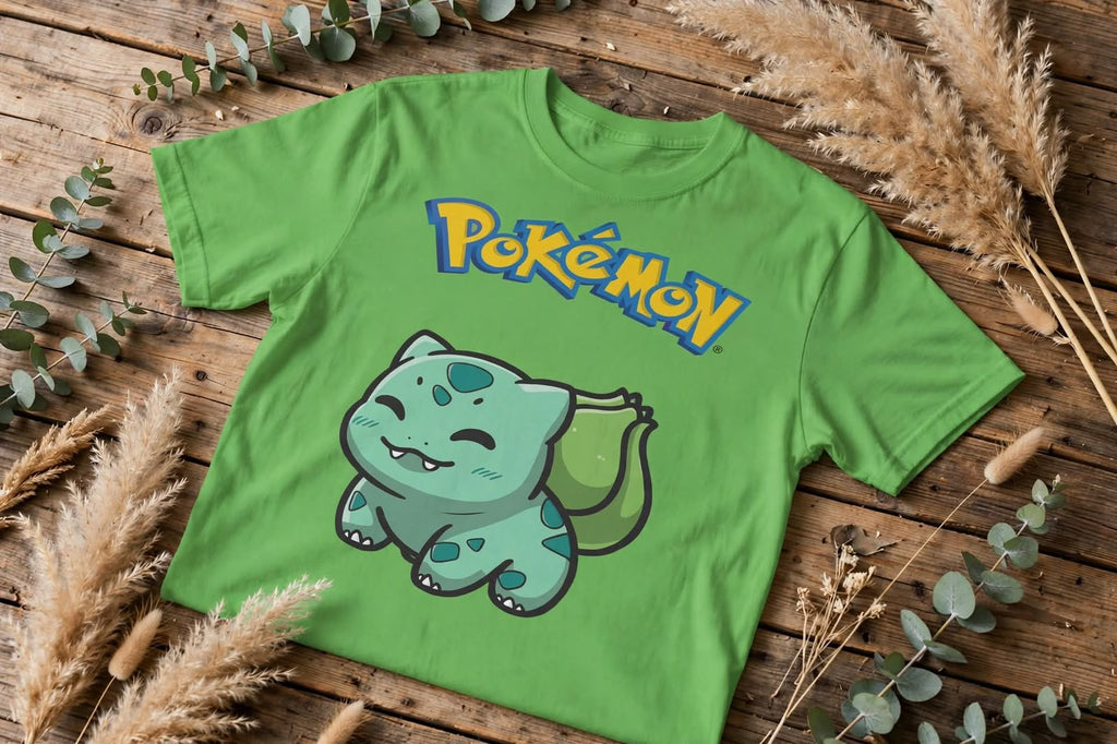 Playera Bullbasaur Pokémon 100% Algodón Cuello Redondo Manga Corta Premium Unisex Color Verde