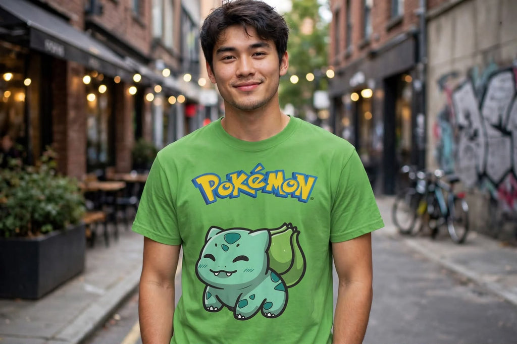 Playera Bullbasaur Pokémon 100% Algodón Cuello Redondo Manga Corta Premium Unisex Color Verde