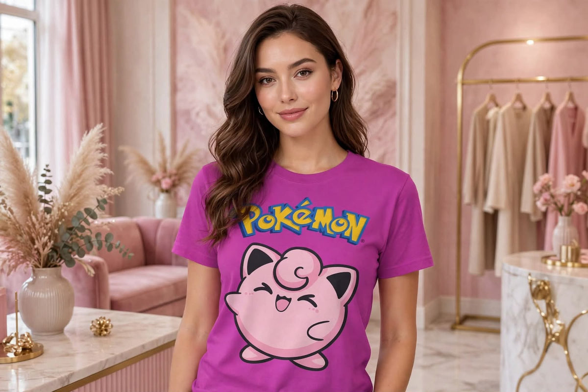 Playera Jigglypuff Pokémon 100% Algodón Cuello Redondo Manga Corta Premium Unisex Color Rosa