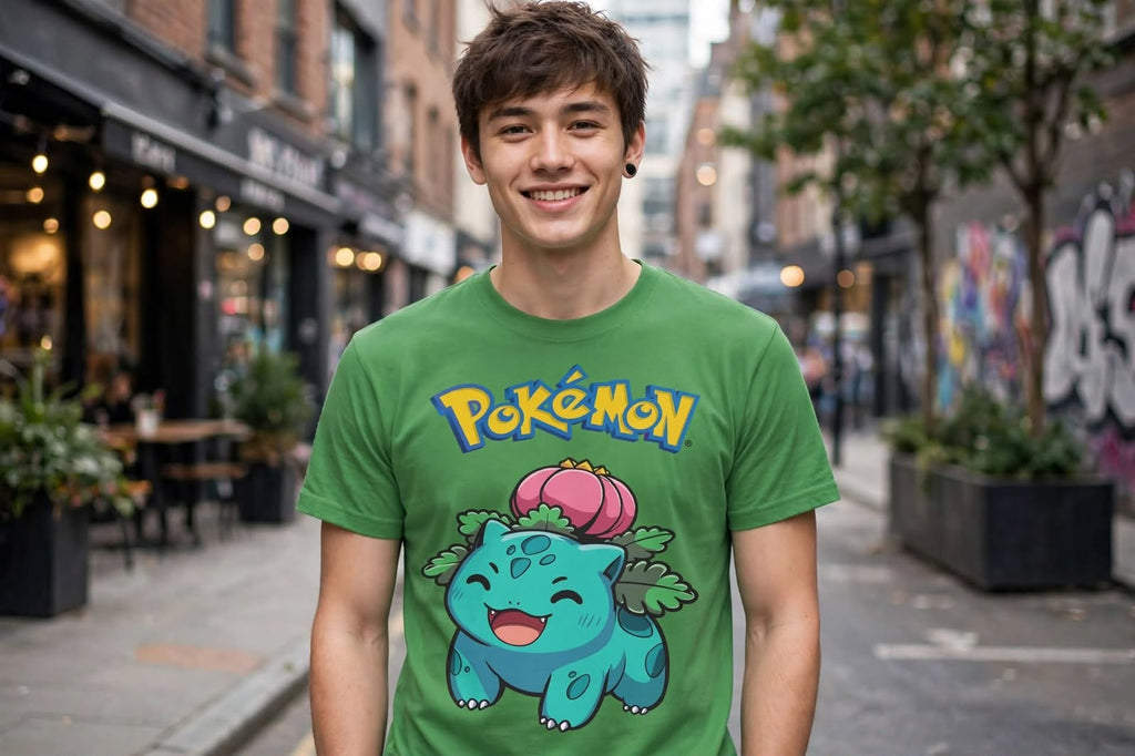 Playera Lvysaur Pokémon 100% Algodón Cuello Redondo Manga Corta Premium Unisex Color Verde