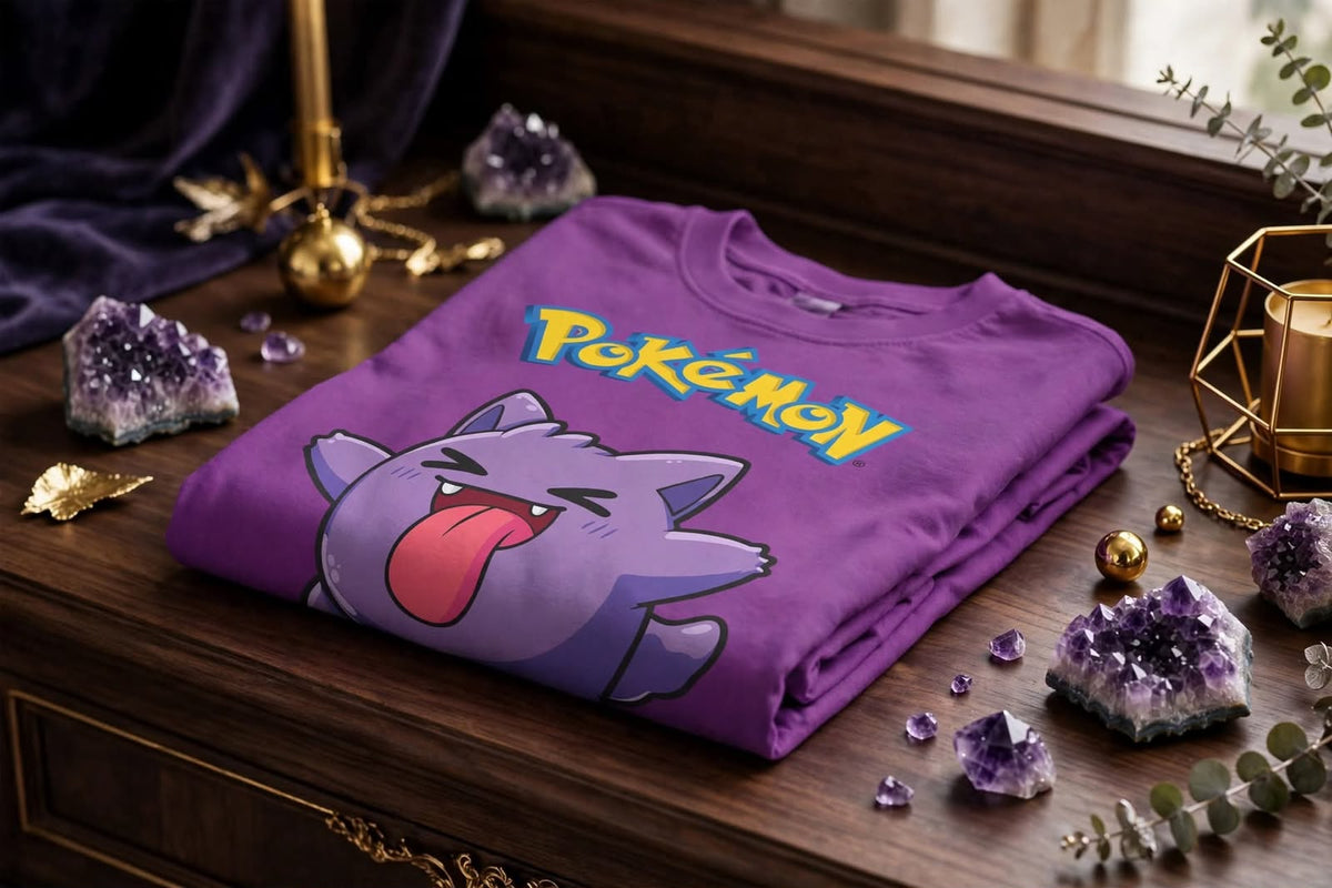 Playera Gengar Pokémon 100% Algodón Cuello Redondo Manga Corta Premium Unisex Color Morado