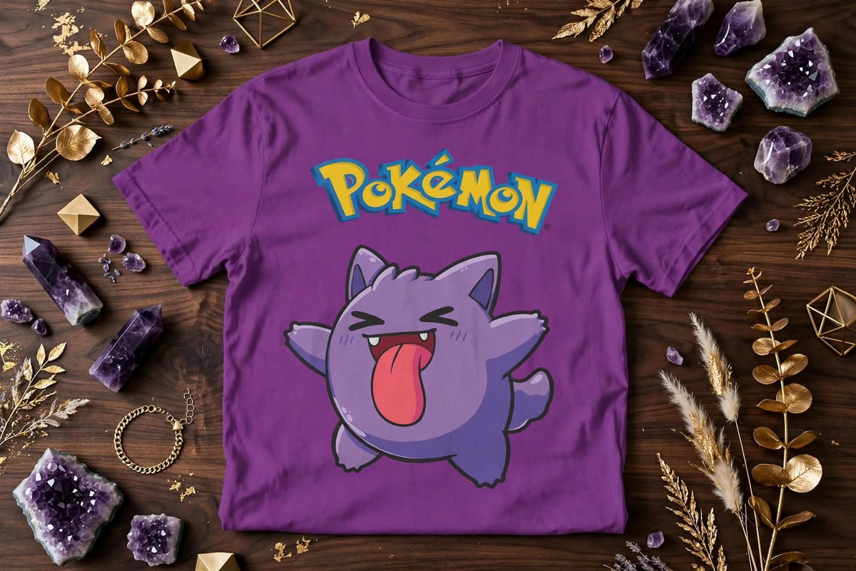 Playera Gengar Pokémon 100% Algodón Cuello Redondo Manga Corta Premium Unisex Color Morado