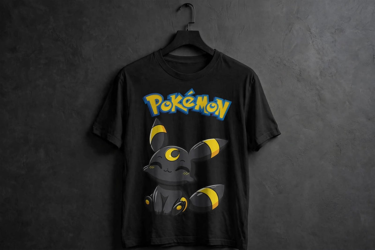 Playera Umbreon Pokémon 100% Algodón Cuello Redondo Manga Corta Premium Unisex Color Negro