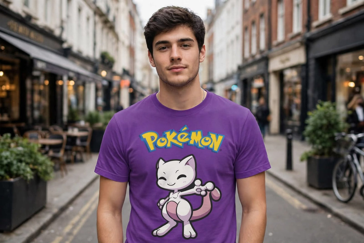 Playera Mewtho Pokémon 100% Algodón Cuello Redondo Manga Corta Premium Unisex Color Morada