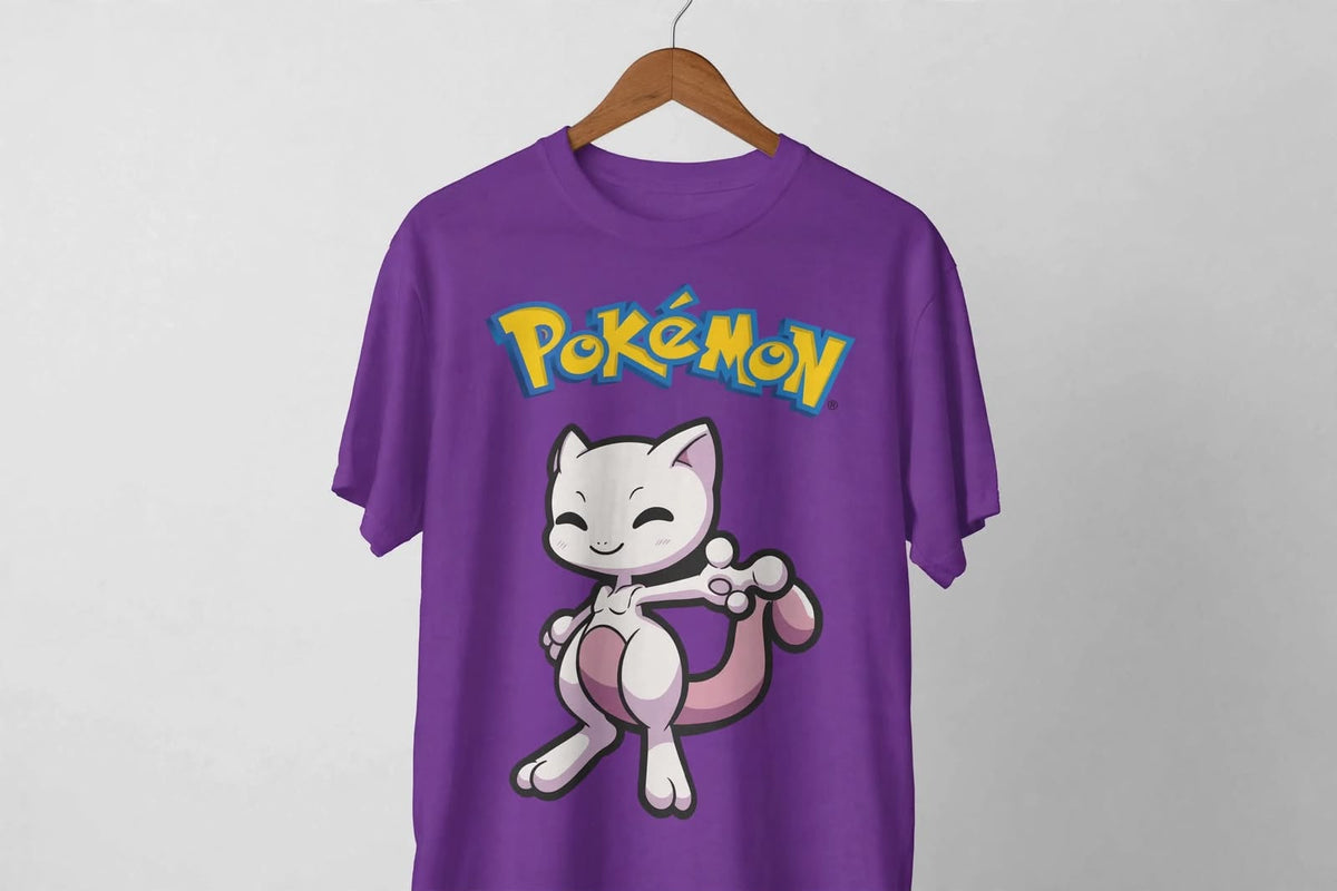 Playera Mewtho Pokémon 100% Algodón Cuello Redondo Manga Corta Premium Unisex Color Morada