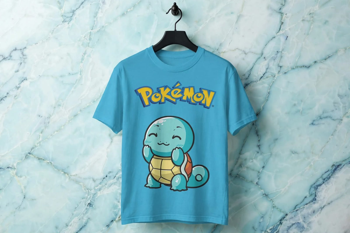 Playera Squirtle Pokémon 100% Algodón Cuello Redondo Manga Corta Premium Unisex Color Celeste