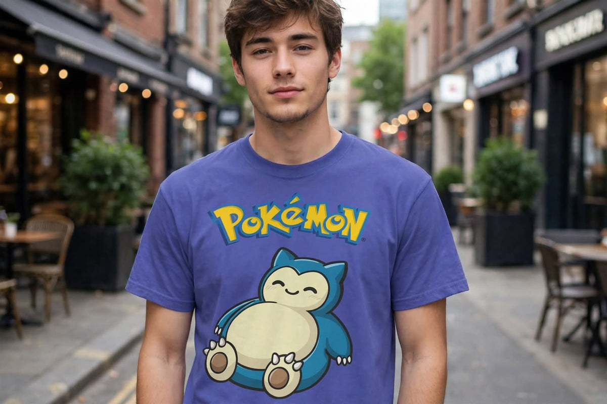 Playera Snorlax Pokémon 100% Algodón Cuello Redondo Manga Corta Premium Unisex Color Azul