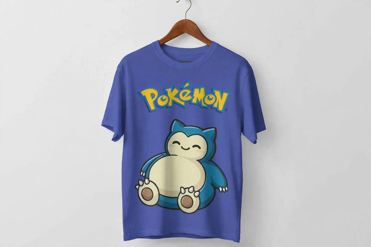Playera Snorlax Pokémon 100% Algodón Cuello Redondo Manga Corta Premium Unisex Color Azul