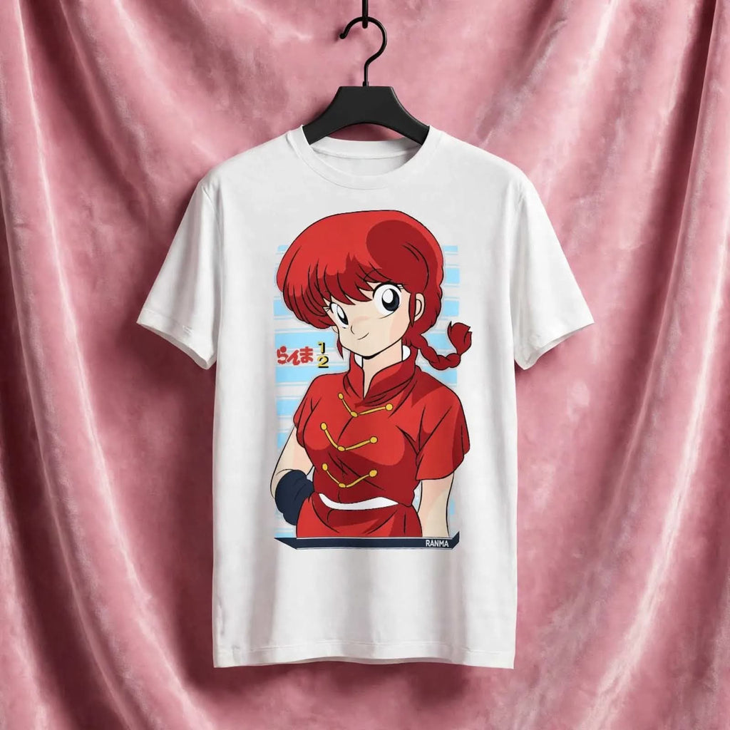 Playera Ranma 1\2 100% Algodón Cuello Redondo Manga Corta Premium Unisex Color Blanco