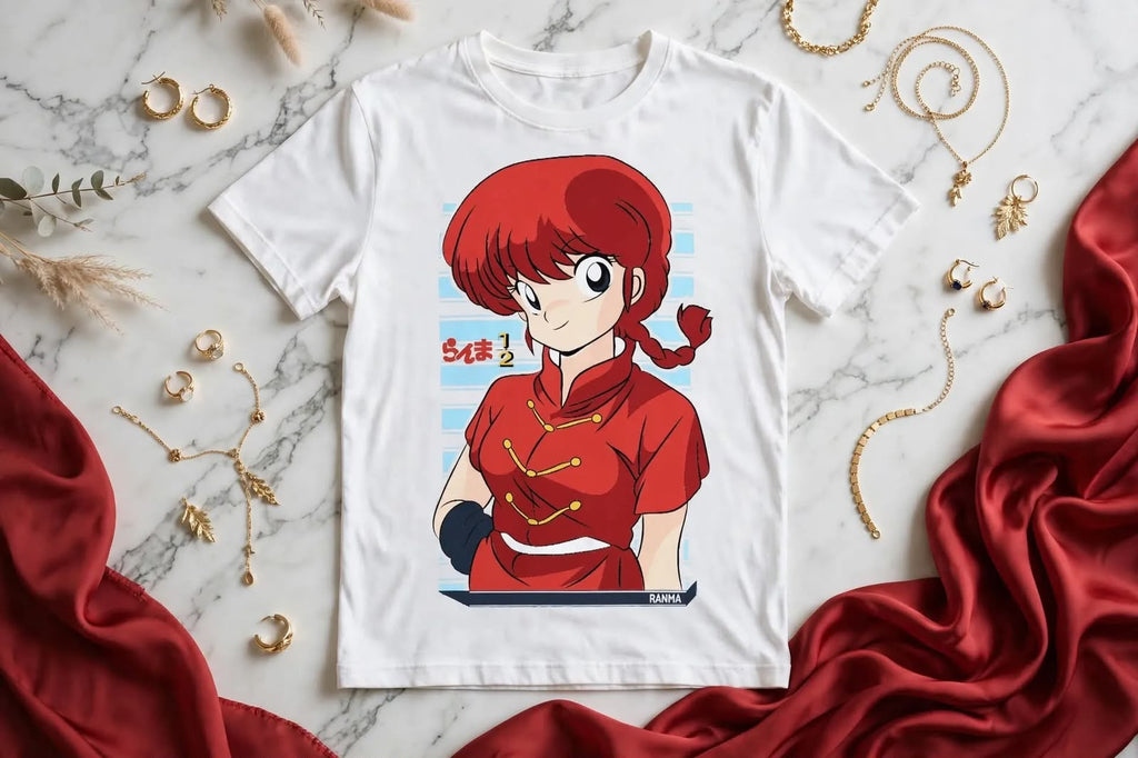 Playera Ranma 1\2 100% Algodón Cuello Redondo Manga Corta Premium Unisex Color Blanco