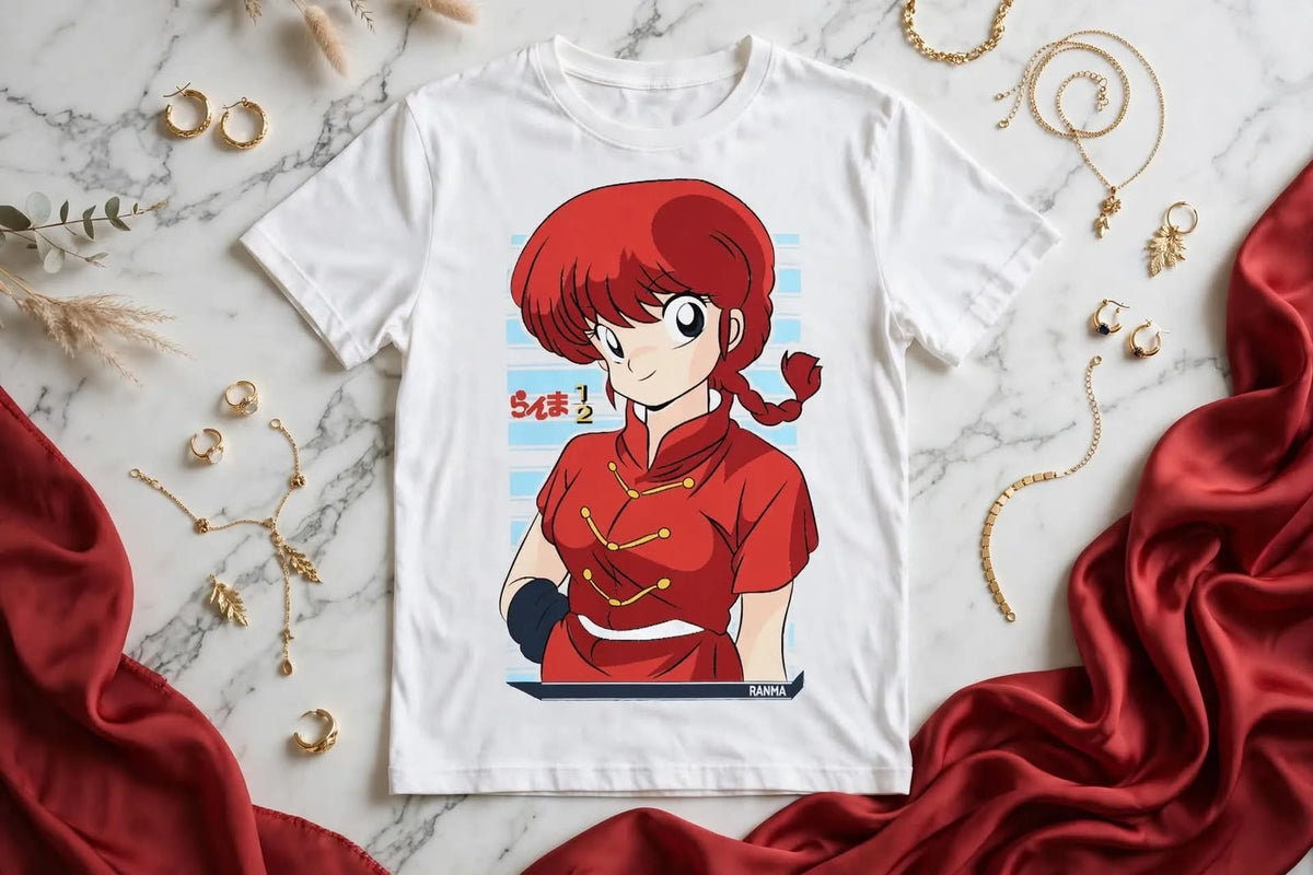 Playera Ranma 1\2 100% Algodón Cuello Redondo Manga Corta Premium Unisex Color Blanco