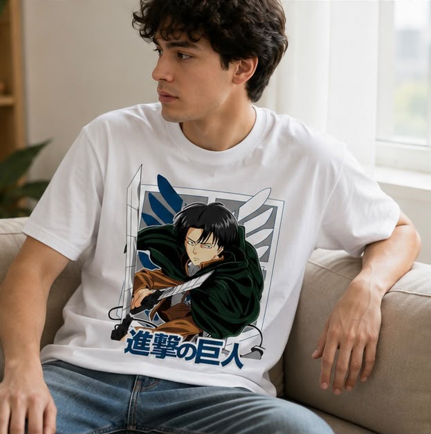 Playera Levi Ackerman 100% Algodón Cuello Redondo Manga Corta Premium Unisex Color Blanco